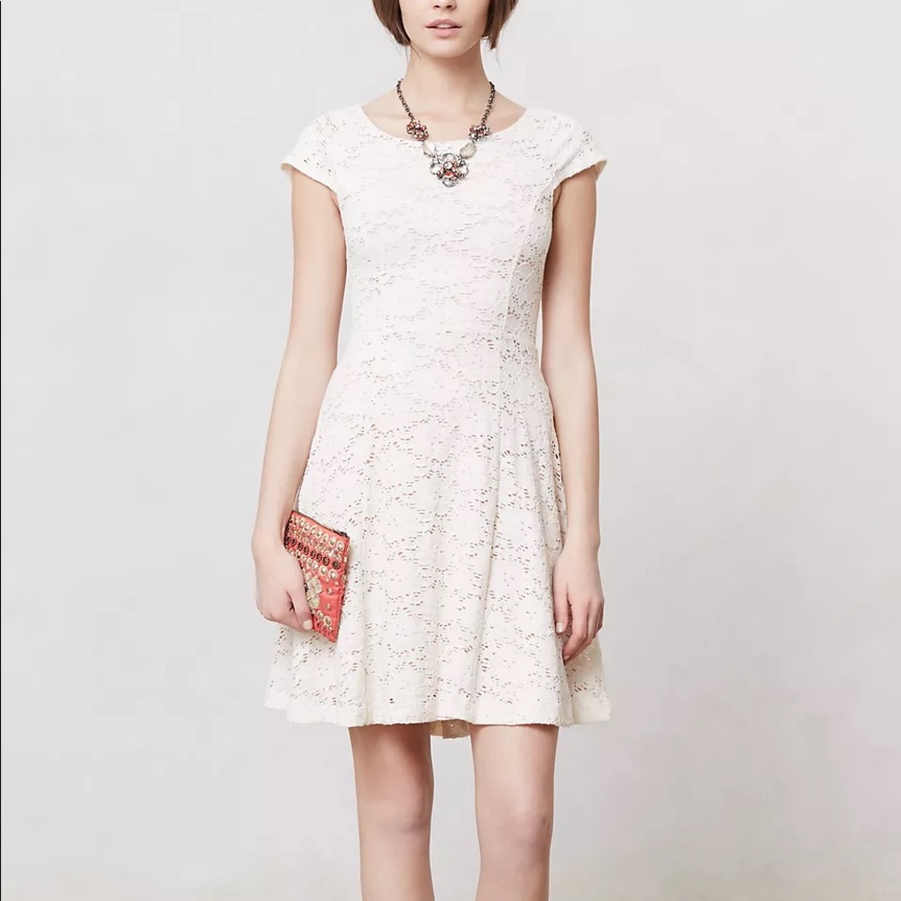 Anthro Maeve Floral Eyelet Lace Fit Flare Dress - Picture 3 of 16